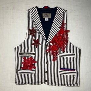 VTG Frontier Classics Women's S Vest Patriotic Americana Western Cowgirl Stripes